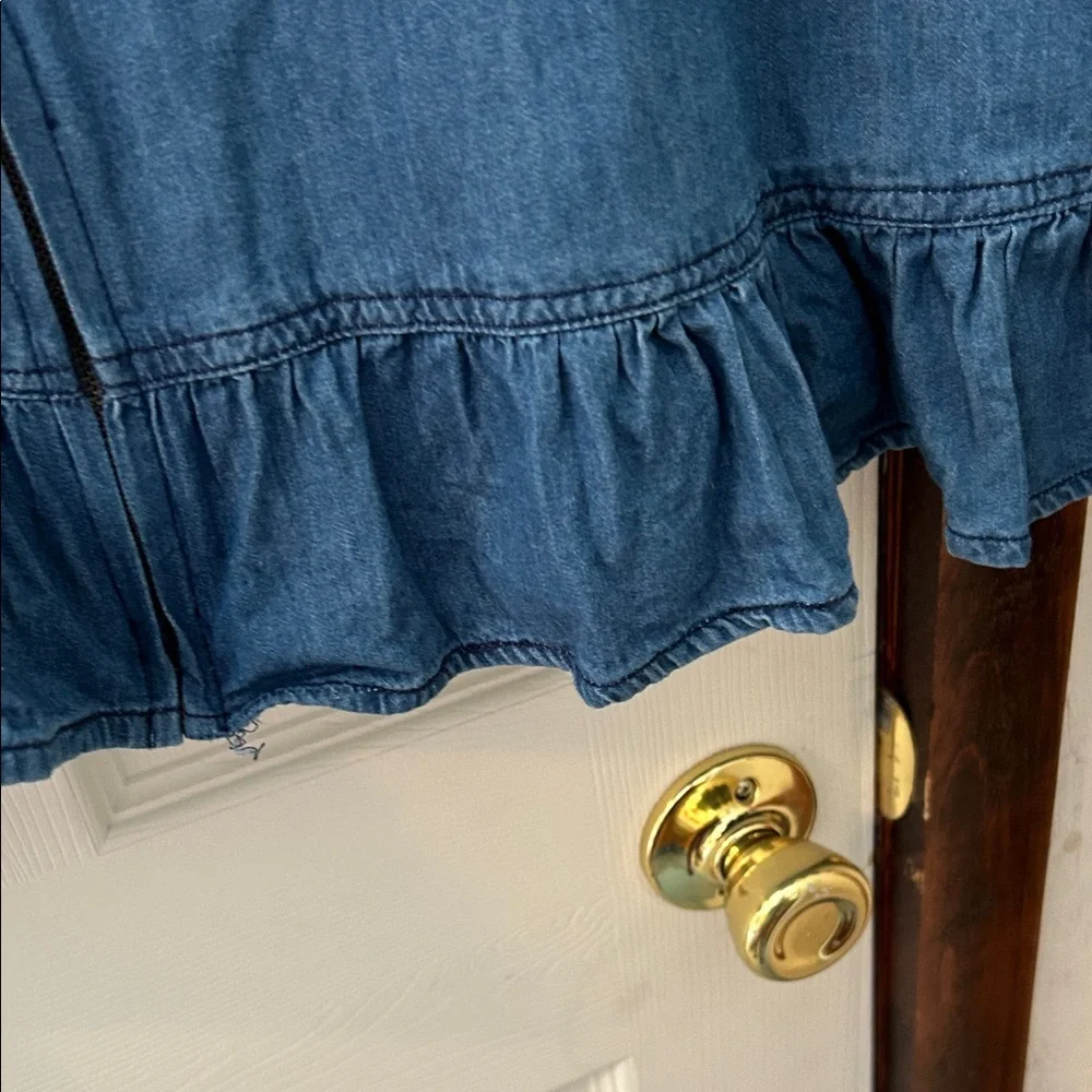 Blue Denim Ruffle Zip-Front Jacket - Picture 5 of 7